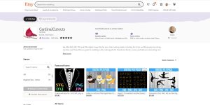 Etsy store screenshot