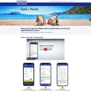 Southwest Airlines Cash + Points web page